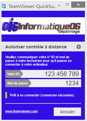 Fenetre ID Teamviewer